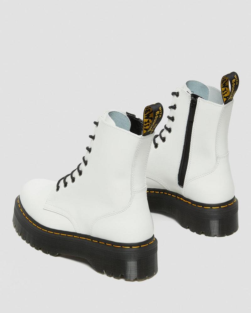 Men's Dr Martens Jadon Smooth Leather Platform Boots White | AU 561BEX